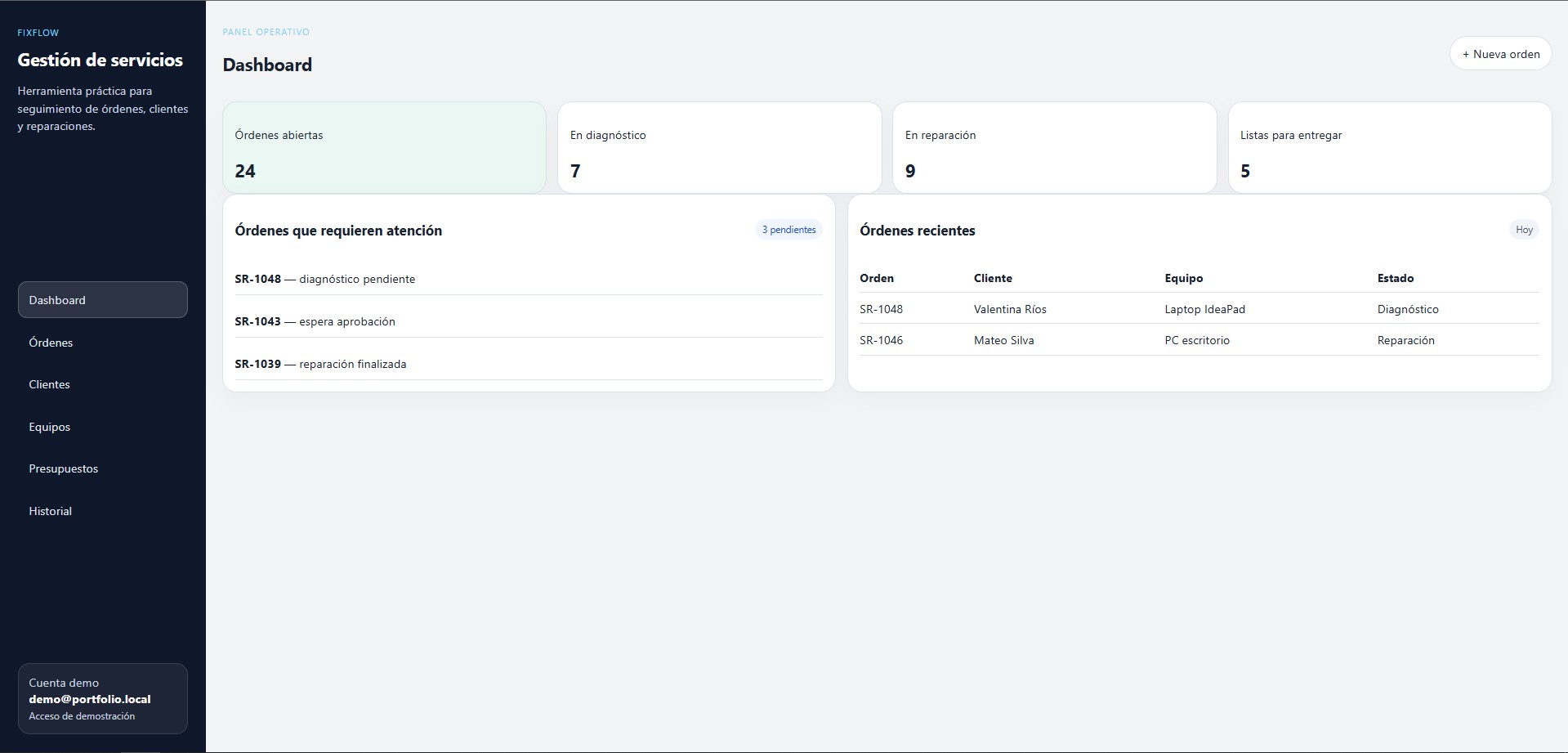 Vista previa del proyecto FixFlow